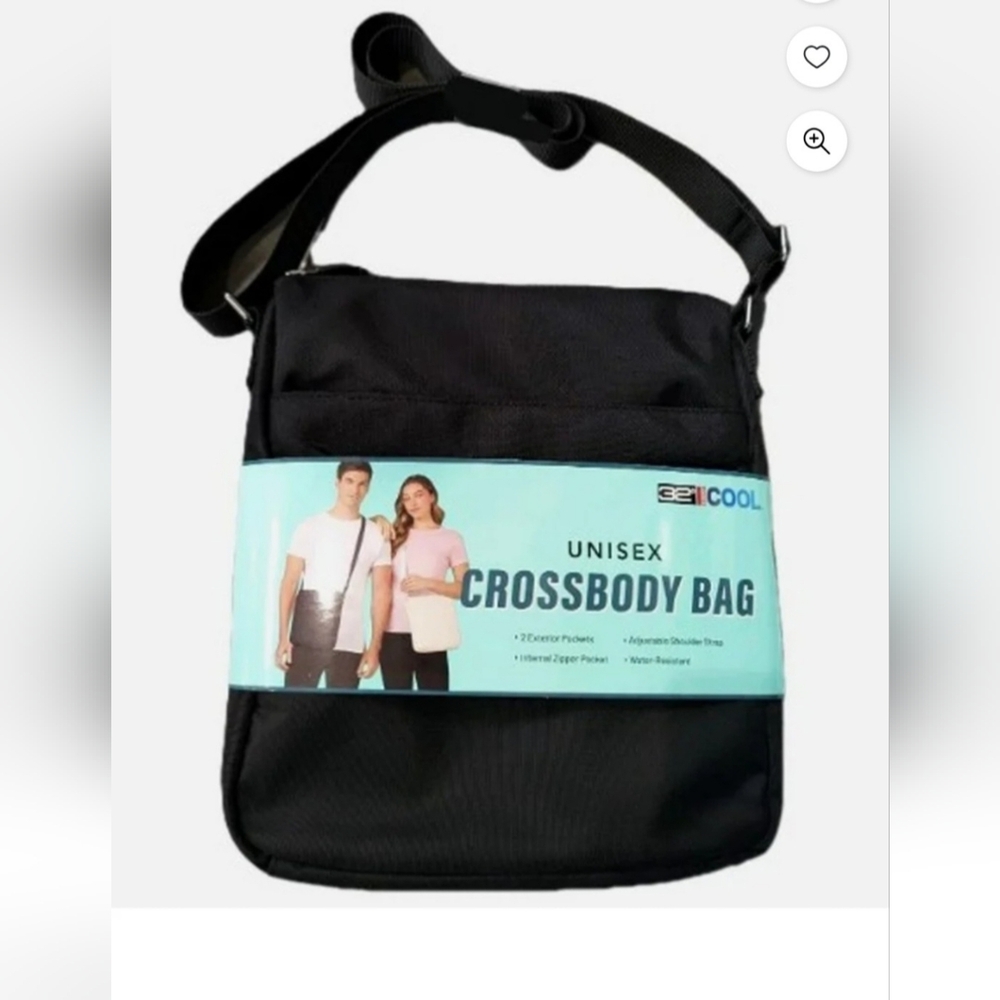 Unisex Black Crossbody Bag -